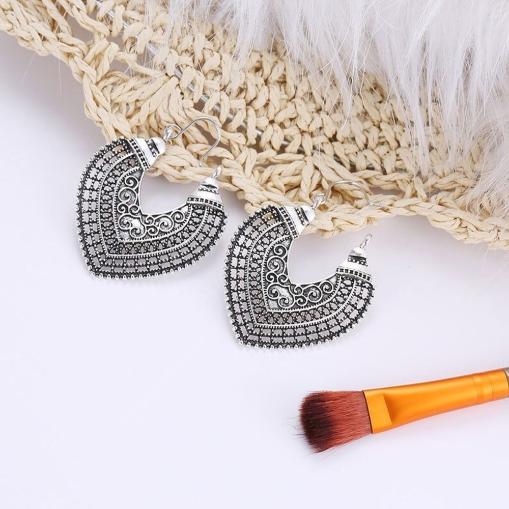 New Bohemian Summer Beach Cut Out Vintage Style Ethnic Drop Hoop Earrings - Picture 11 of 14